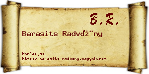 Barasits Radvány névjegykártya